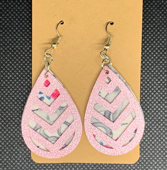 Pink Sparkle and Dinosaur Dangle Earrings