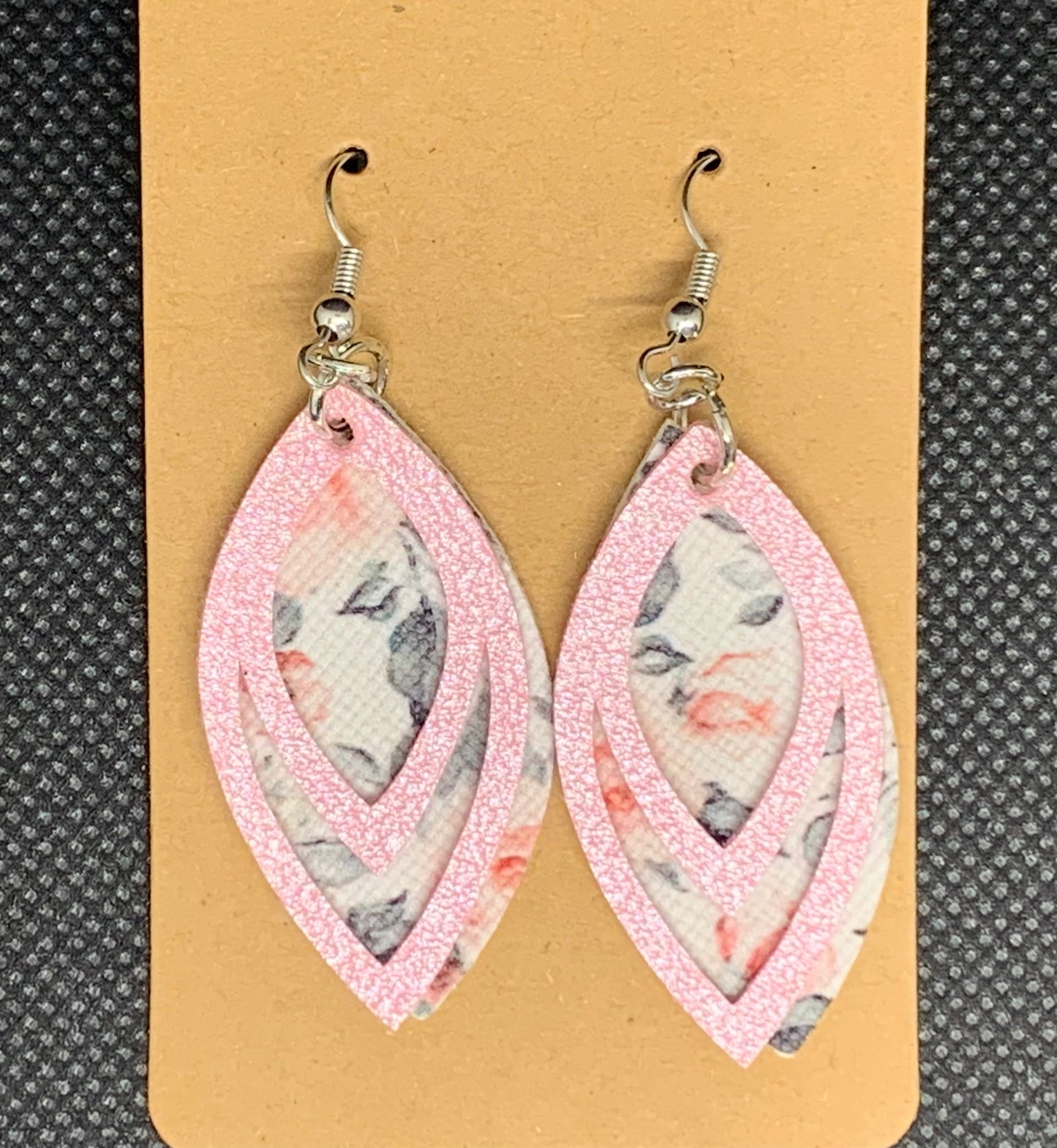 Pink Sparkle and Pink Rose Dangle Earrings