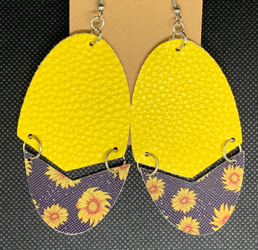 Yellow and Sunflower Dangle Earrings