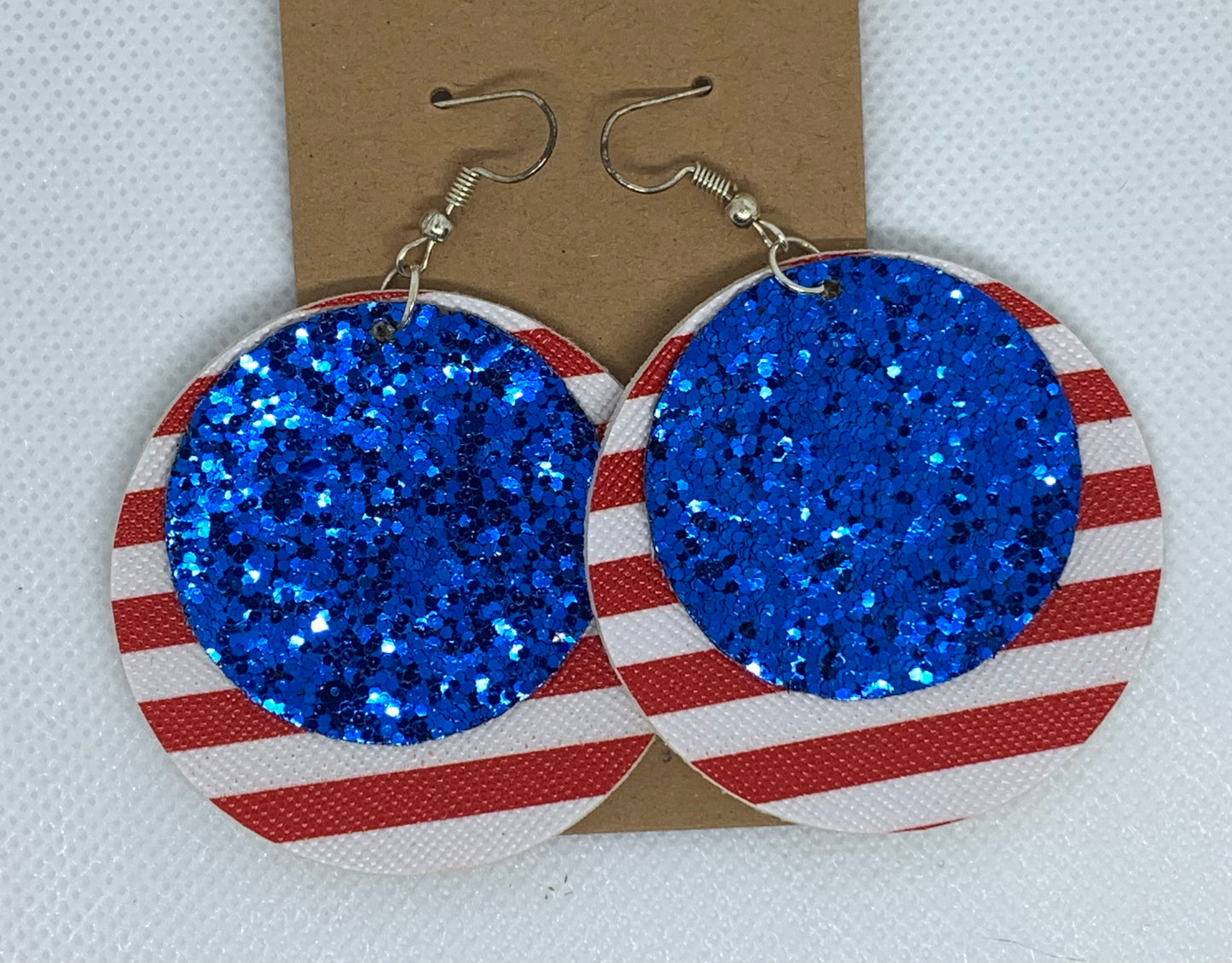 Red, White and Blue Sparkle Dangle Earrings