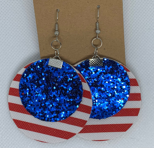 Red, White and Blue Sparkle Dangle Earrings