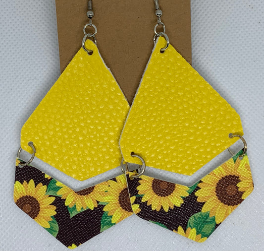 Yellow and Sunflower Dangle Earrings