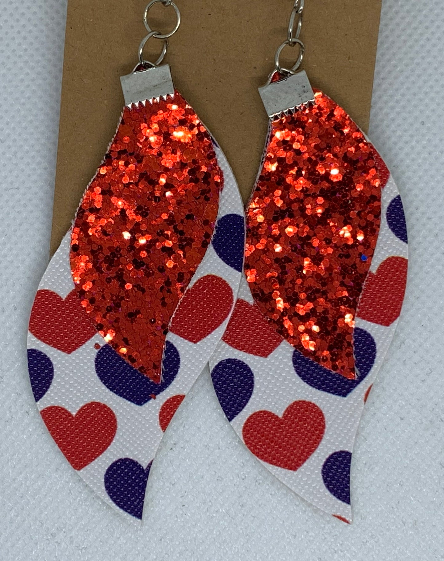 Red, White and Blue Sparkle Dangle Earrings
