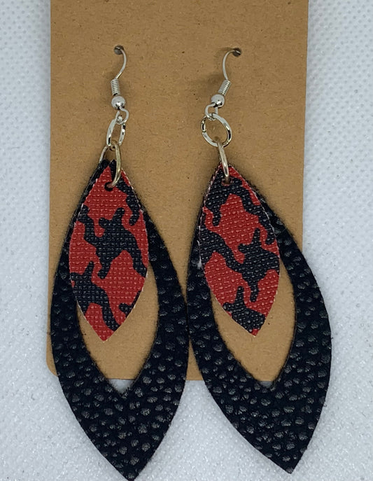 Red and Black Dangle Earrings