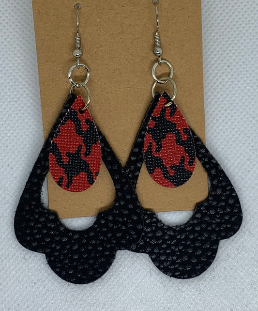 Red and Black Dangle Earrings