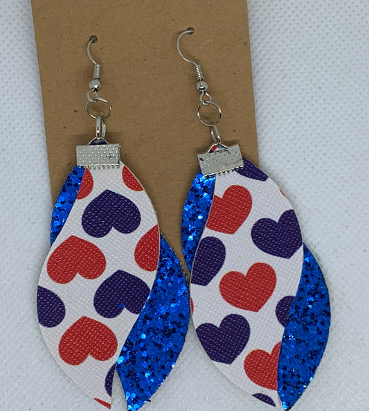 Red, White and Blue Sparkle Dangle Earrings