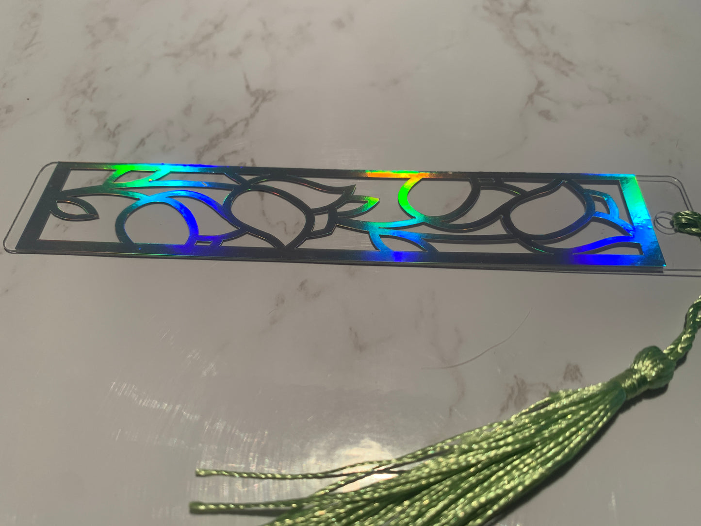 Tulip holographic bookmark - silver