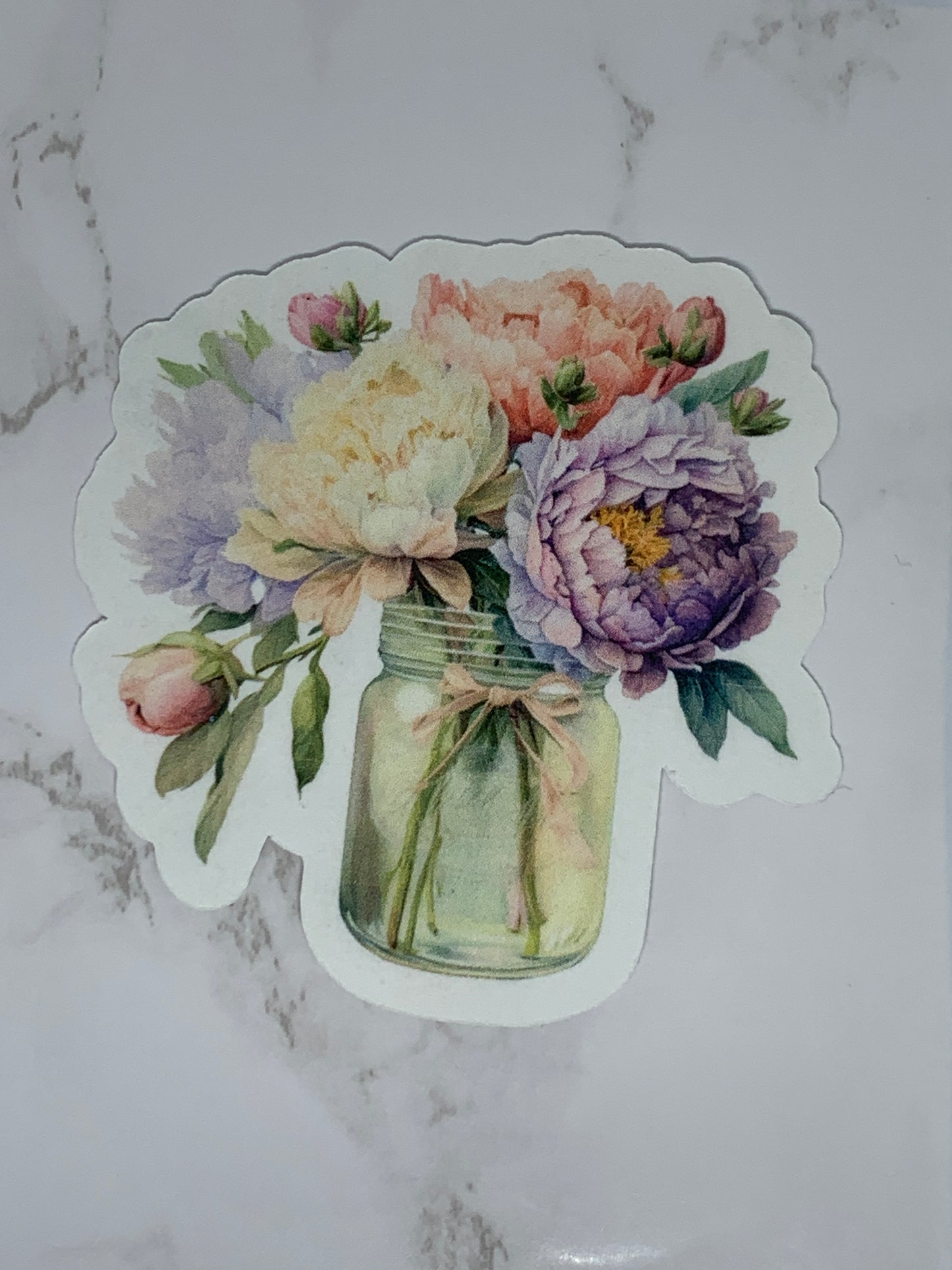 Peony Mason Jar sticker