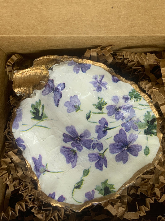 Tiny purple flowers jewelry dish