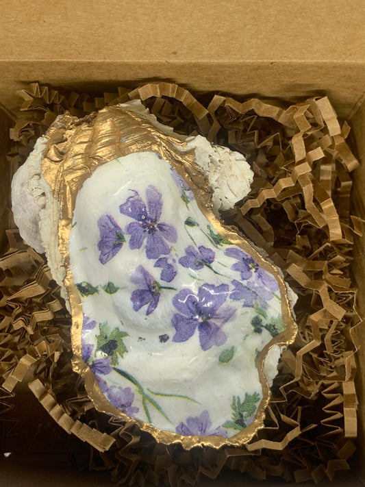 Tiny purple flowers jewelry dish