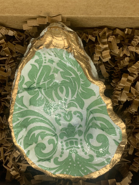 Classic green and white jewelry dish