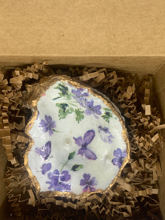 Tiny purple flowers jewelry dish