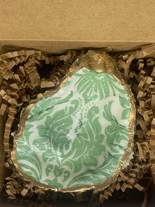 Classic green and white jewelry dish