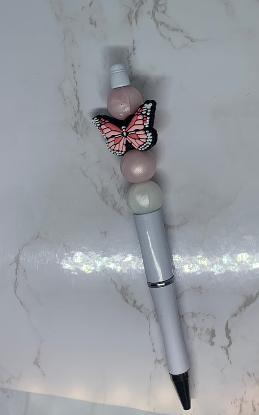 Pink Butterfly Beaded Pen