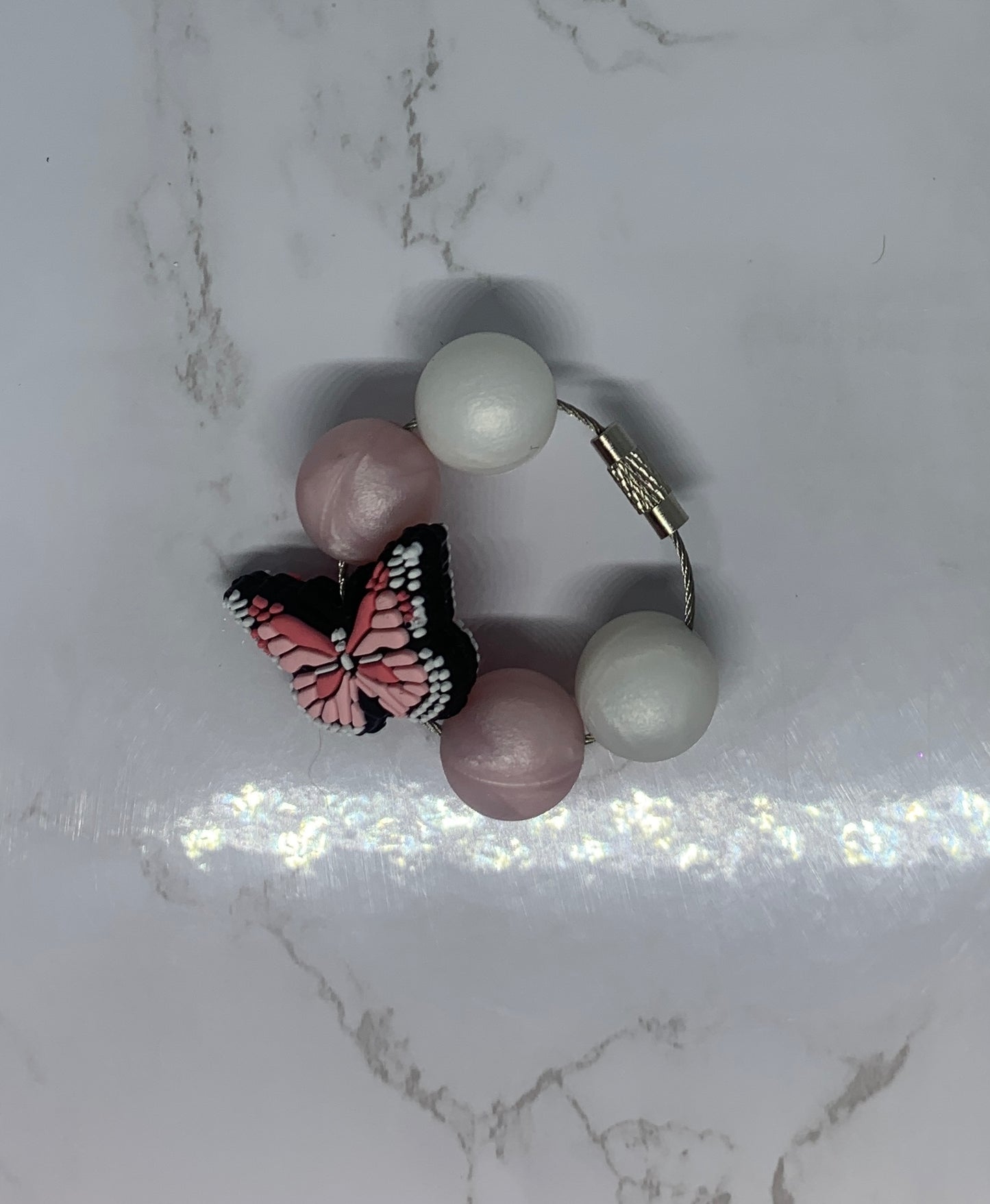 Pink Butterfly Tumbler Charm