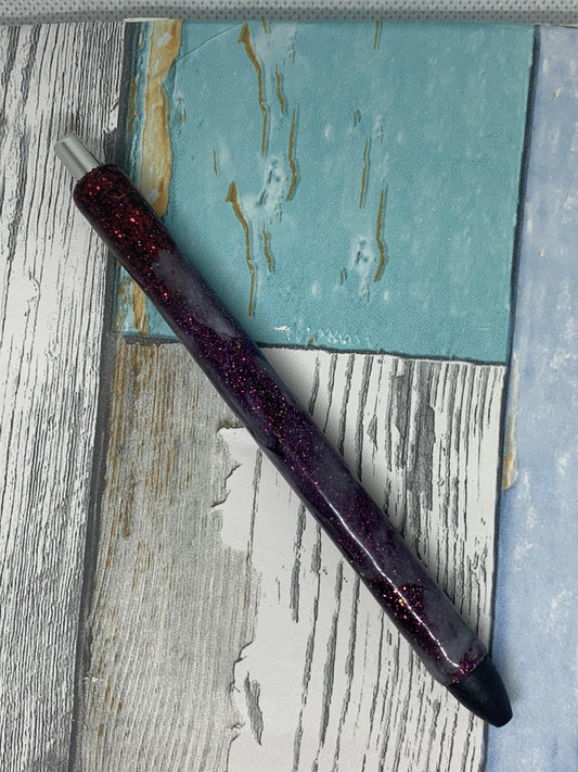 Resin Glitter Pen in Black Ink